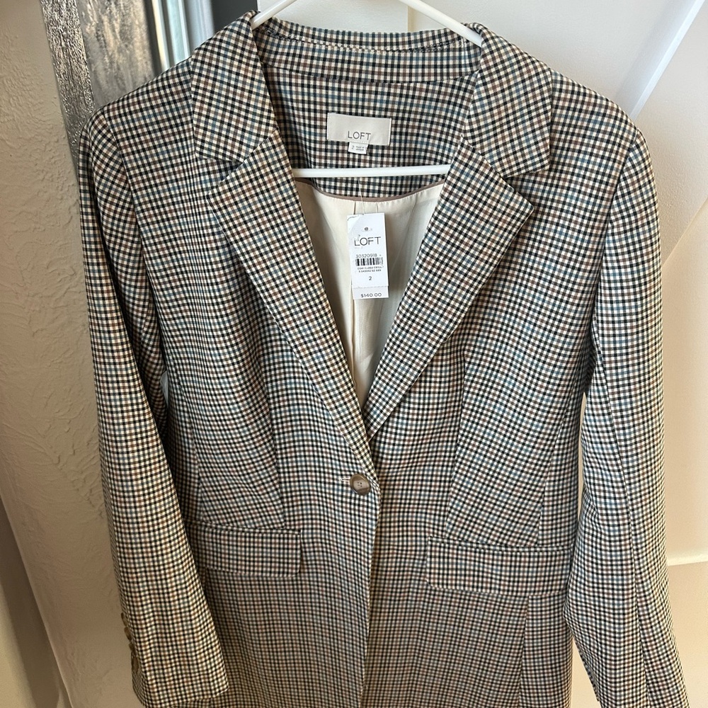 Loft Checkered Pattern Blazer - image 1